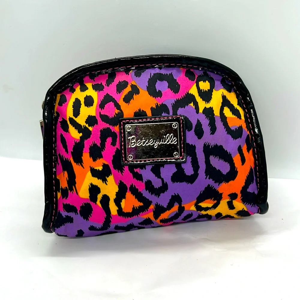 Betseyville Multi Colored Leopard Print Cosmetic Makeup Bag - Picture 1 of 7